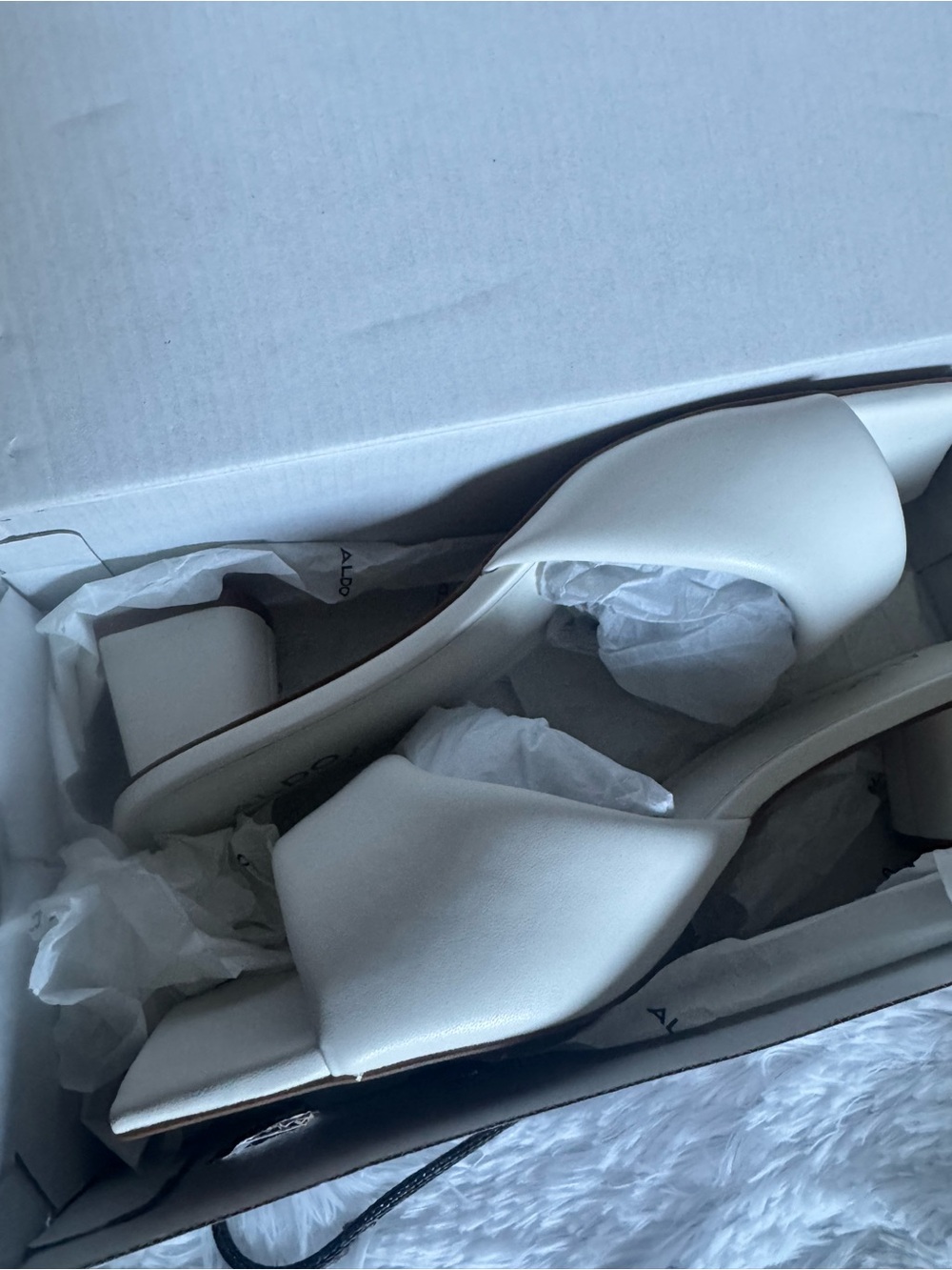 Aldo Ivory Open-Toe Slide Mules - Picture 7 of 8